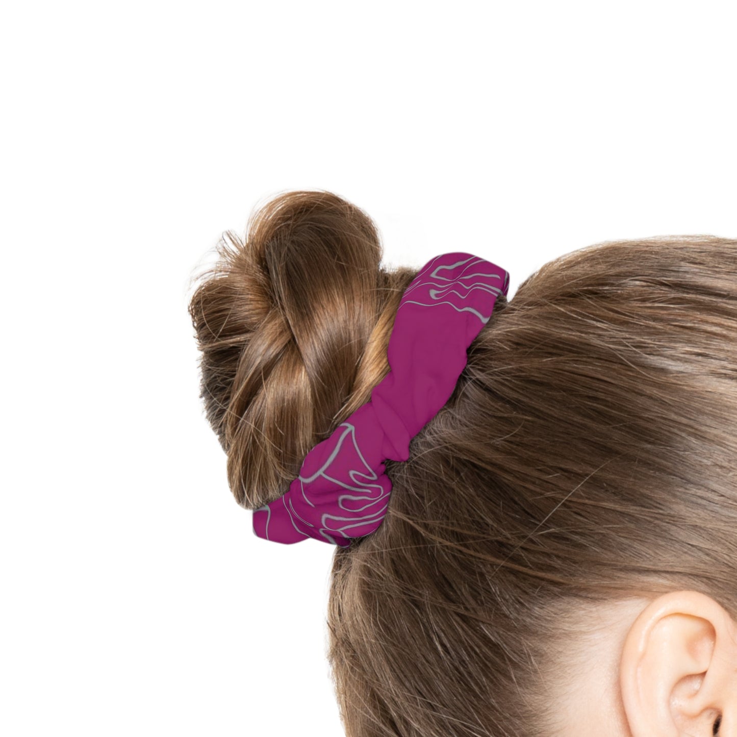 Pink Marble Scrunchie — Satin Hair Tie with Swirl Pattern