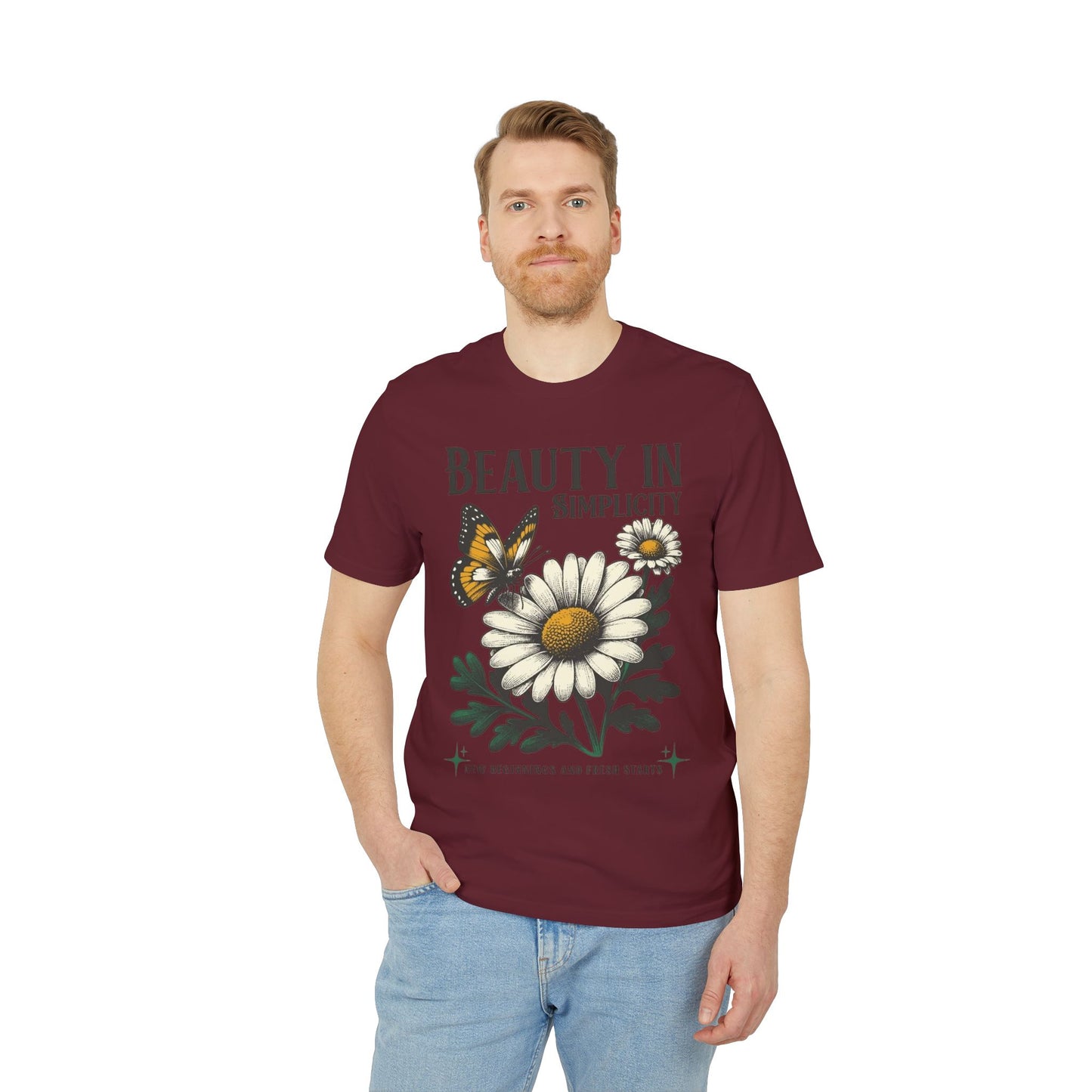 Daisy & Butterfly T-Shirt — "Beauty in Simplicity" Floral Graphic Tee