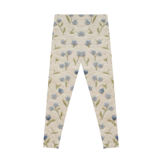 Floral Cottagecore Leggings — Light Blue Wildflower All-Over Print