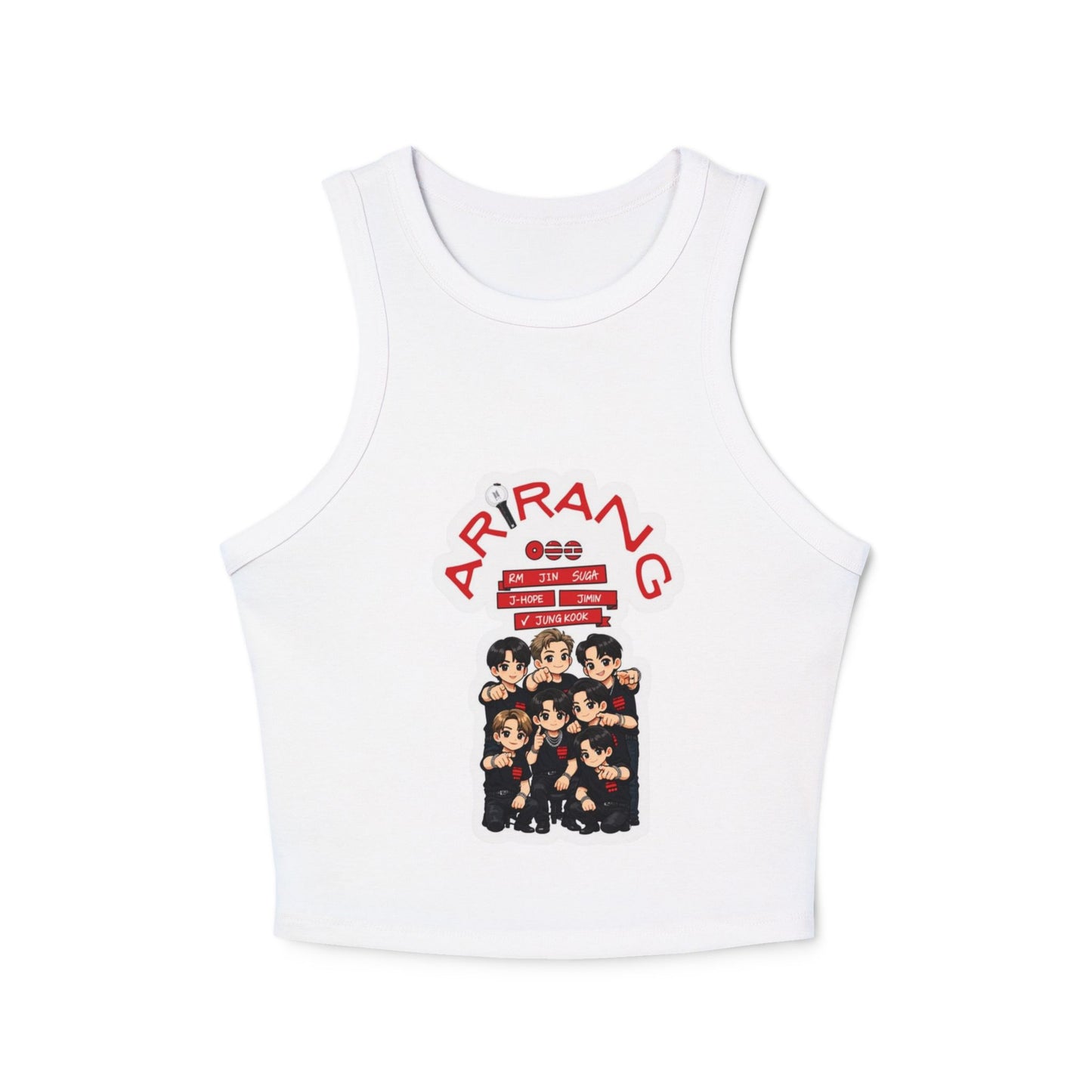 Arirang Graphic Racer Tank Top — K‑Pop Inspired Women's Crop Tank