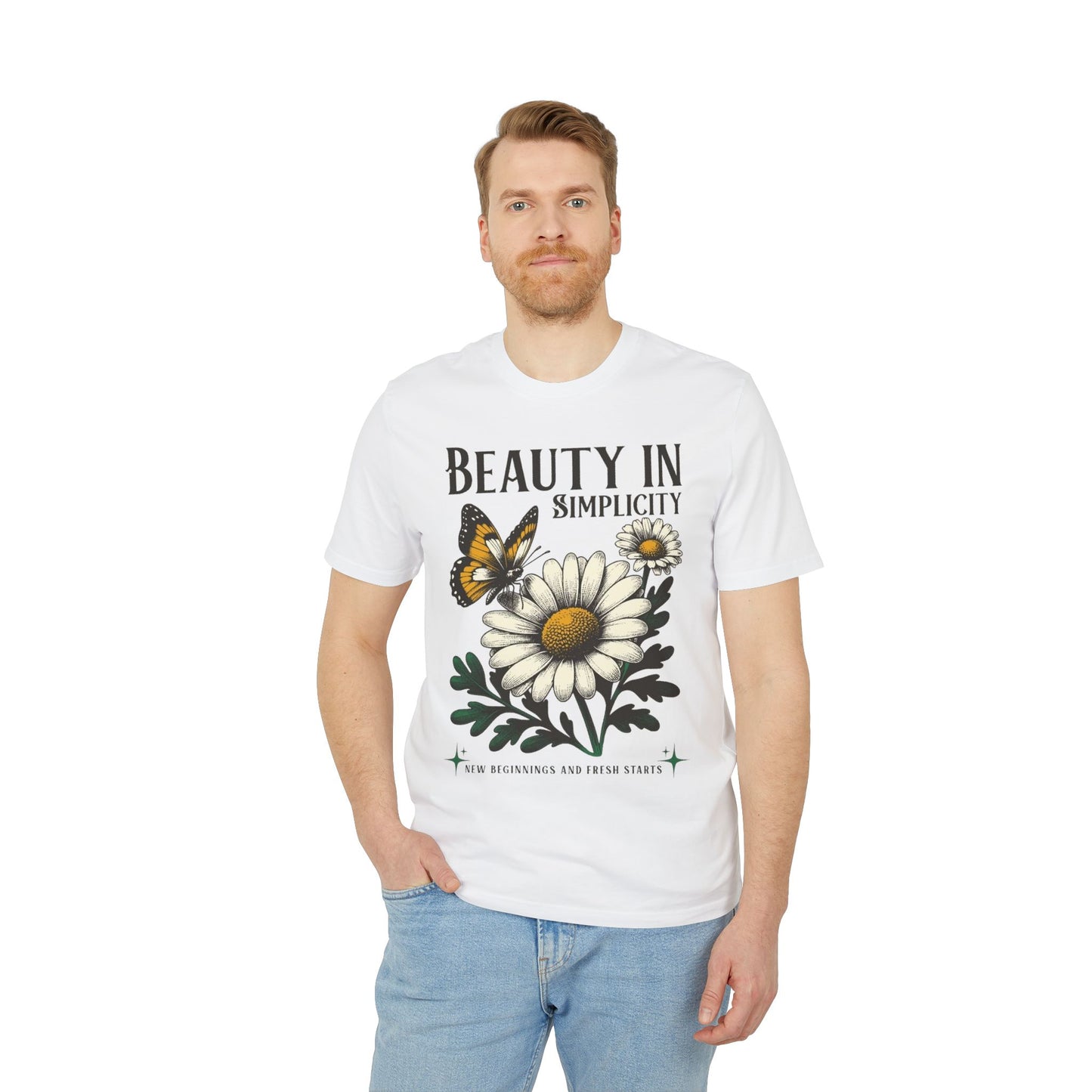 Daisy & Butterfly T-Shirt — "Beauty in Simplicity" Floral Graphic Tee