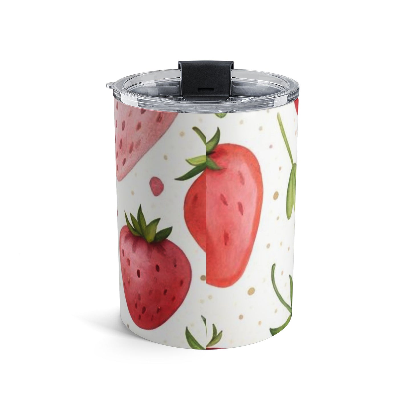 Strawberry Pattern 10oz Tumbler — Cute Fruit Travel Mug