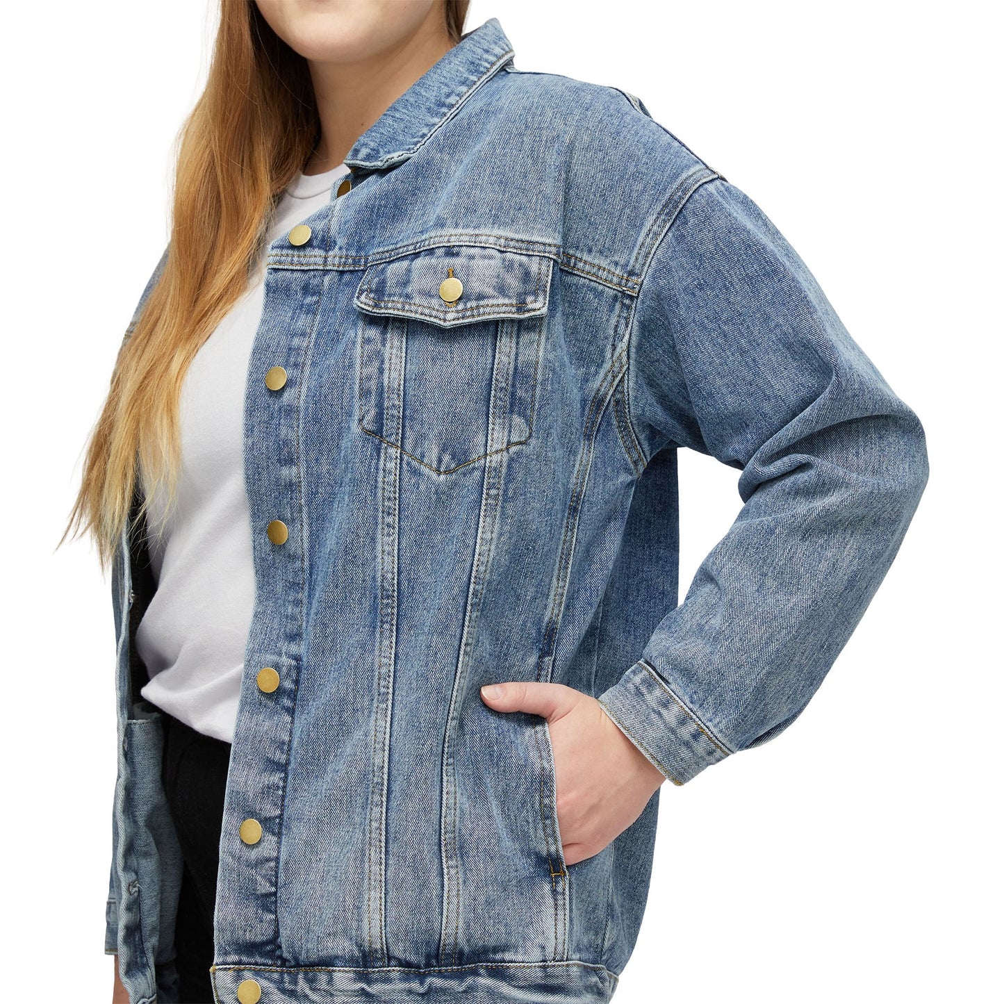 Denim Jacket — "Always Be Ready" Back Print, Women's Casual Vintage Jean Coat
