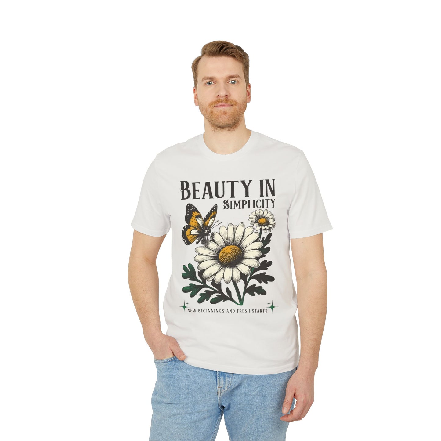 Daisy & Butterfly T-Shirt — "Beauty in Simplicity" Floral Graphic Tee