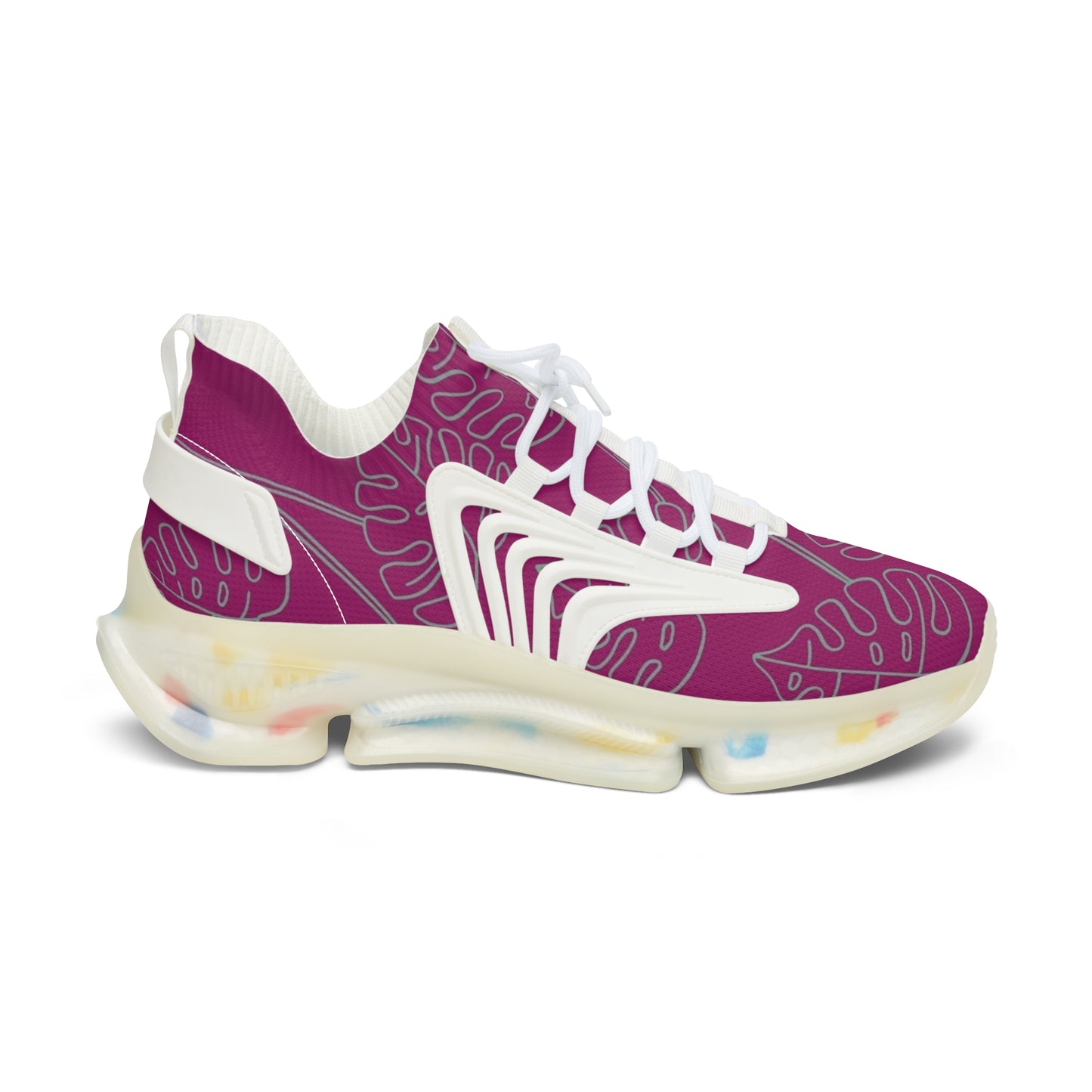 Women's Mesh Sneakers — Lightweight Breathable Running Shoes with Abstract Pink Pattern