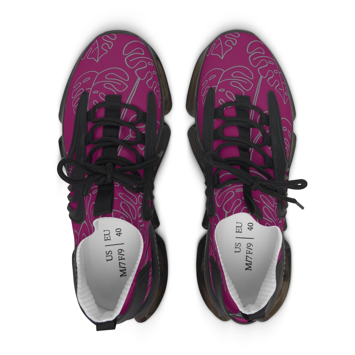 Women's Mesh Sneakers — Lightweight Breathable Running Shoes with Abstract Pink Pattern