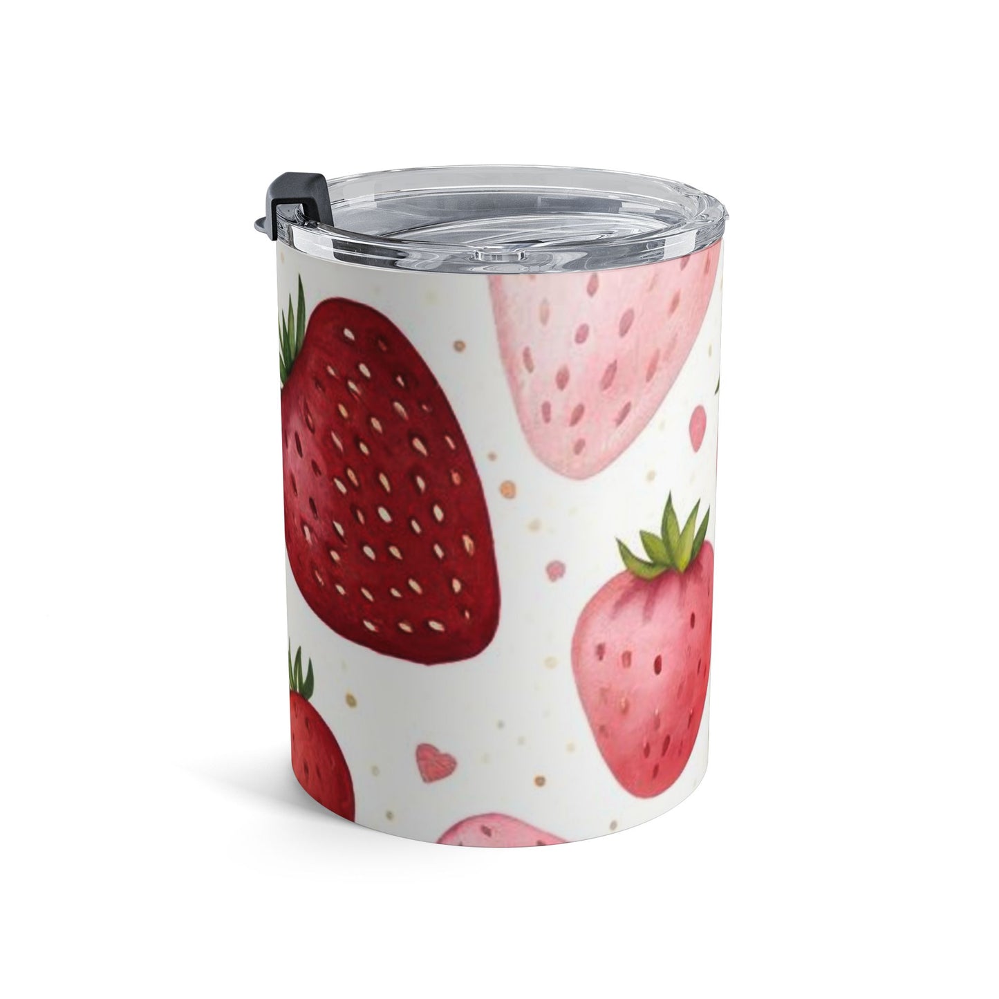 Strawberry Pattern 10oz Tumbler — Cute Fruit Travel Mug