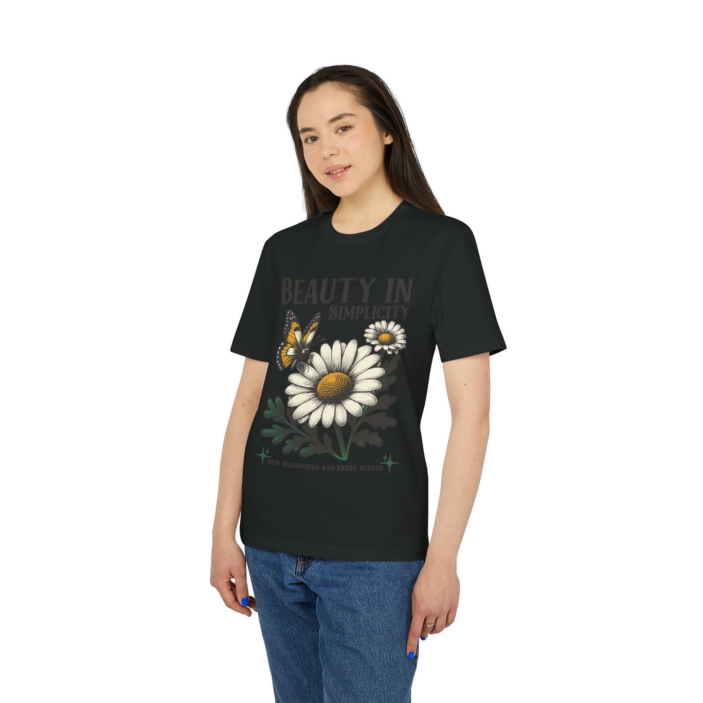 Daisy & Butterfly T-Shirt — "Beauty in Simplicity" Floral Graphic Tee