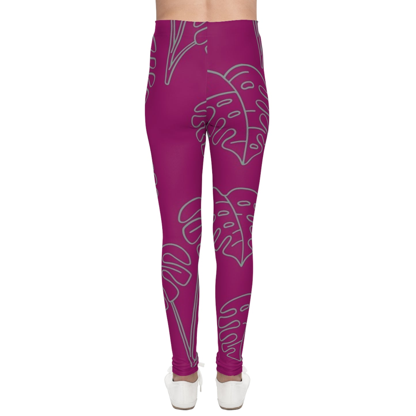 Kids Pink Monstera Leaf All-Over Print Leggings