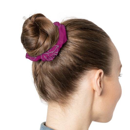 Pink Marble Scrunchie — Satin Hair Tie with Swirl Pattern