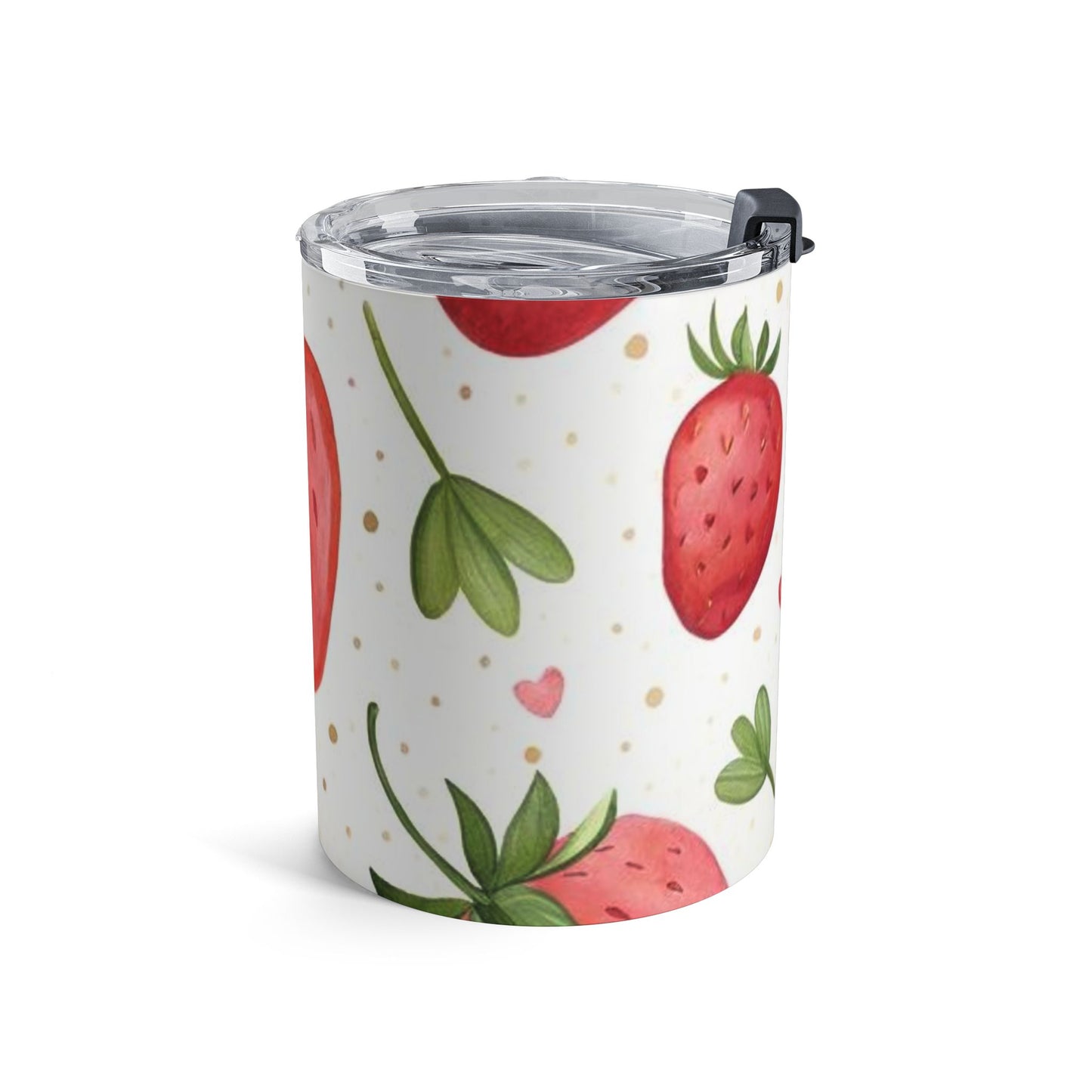 Strawberry Pattern 10oz Tumbler — Cute Fruit Travel Mug