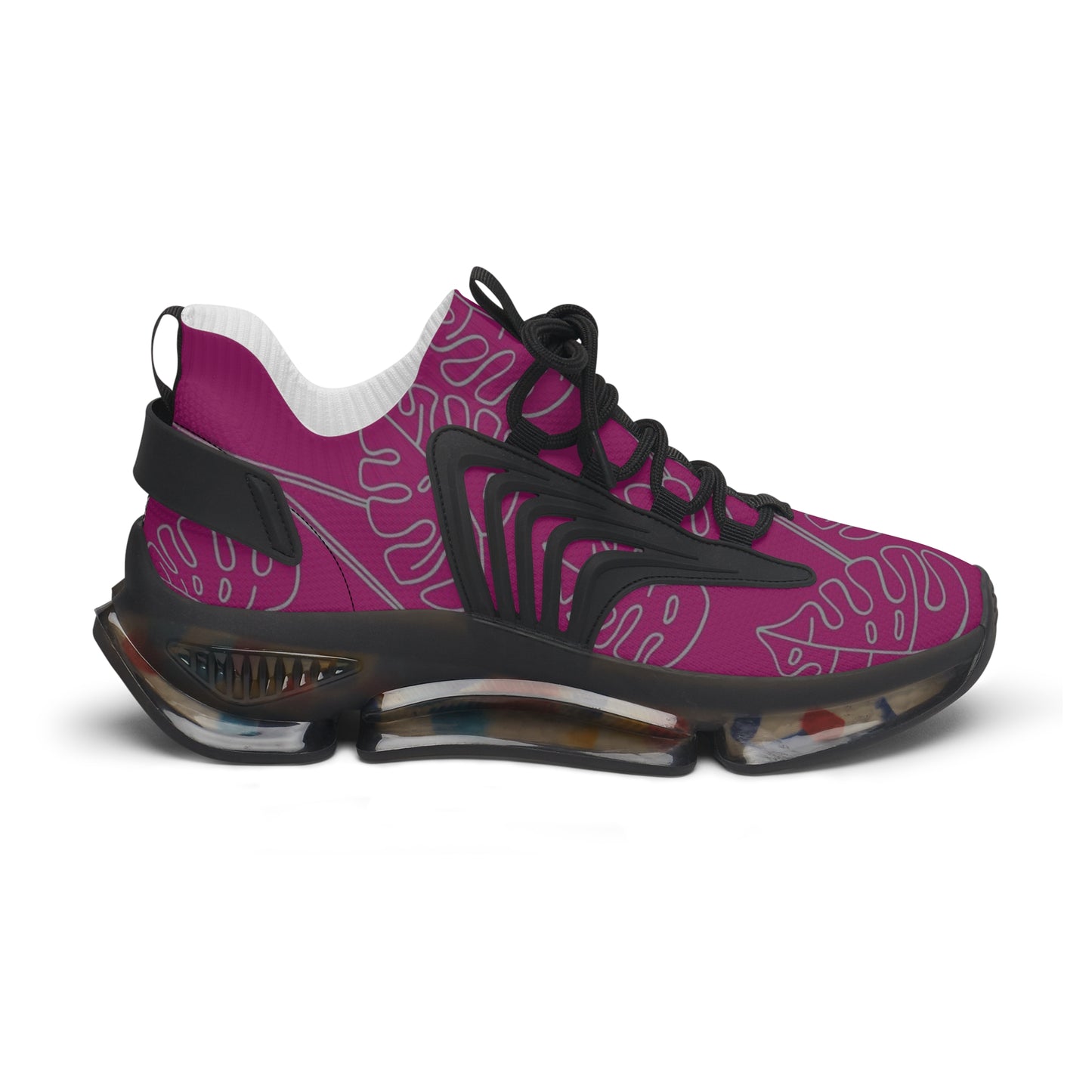 Women's Mesh Sneakers — Lightweight Breathable Running Shoes with Abstract Pink Pattern