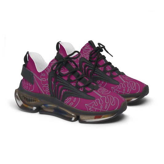 Women's Mesh Sneakers — Lightweight Breathable Running Shoes with Abstract Pink Pattern