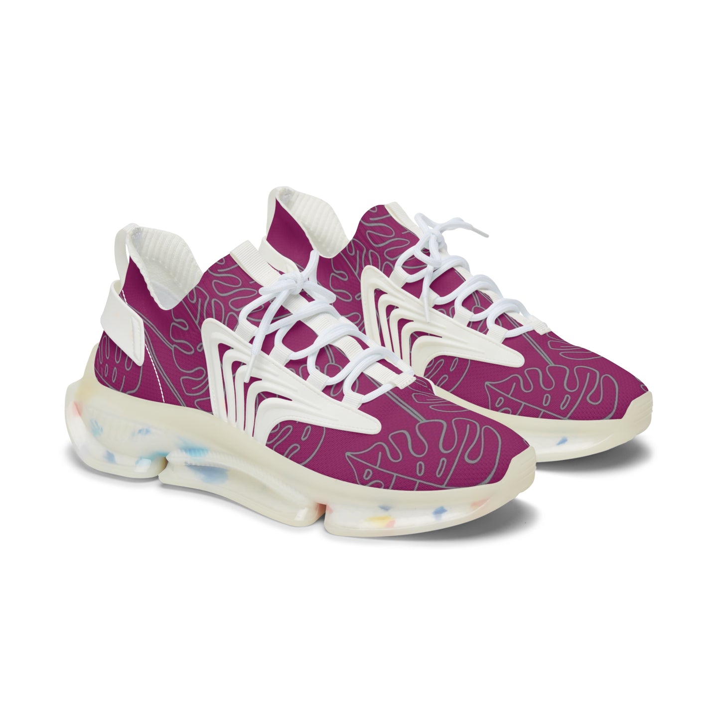 Women's Mesh Sneakers — Lightweight Breathable Running Shoes with Abstract Pink Pattern