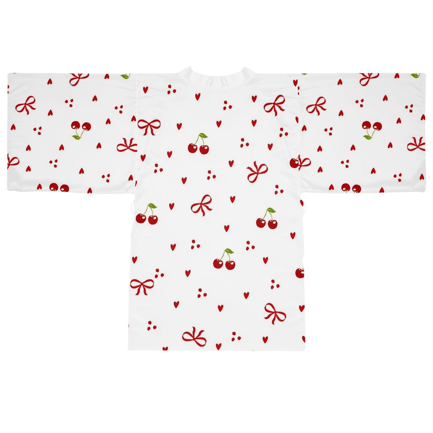 Cherry Heart Kimono Robe – Cute Cherry & Bow All-Over Print Nightwear for Women 🍒