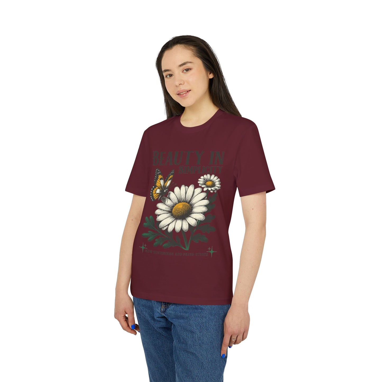 Daisy & Butterfly T-Shirt — "Beauty in Simplicity" Floral Graphic Tee