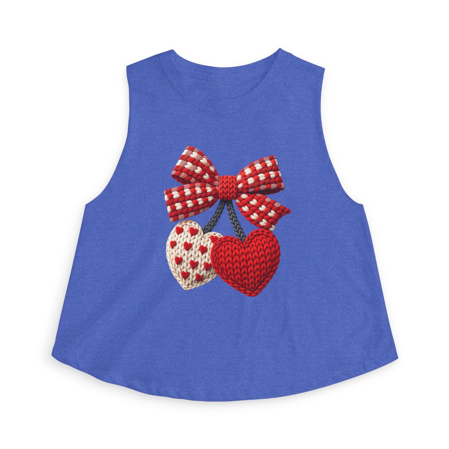 Crochet Heart Bow Crop Top — Cute Valentine's Knit Hearts Tank