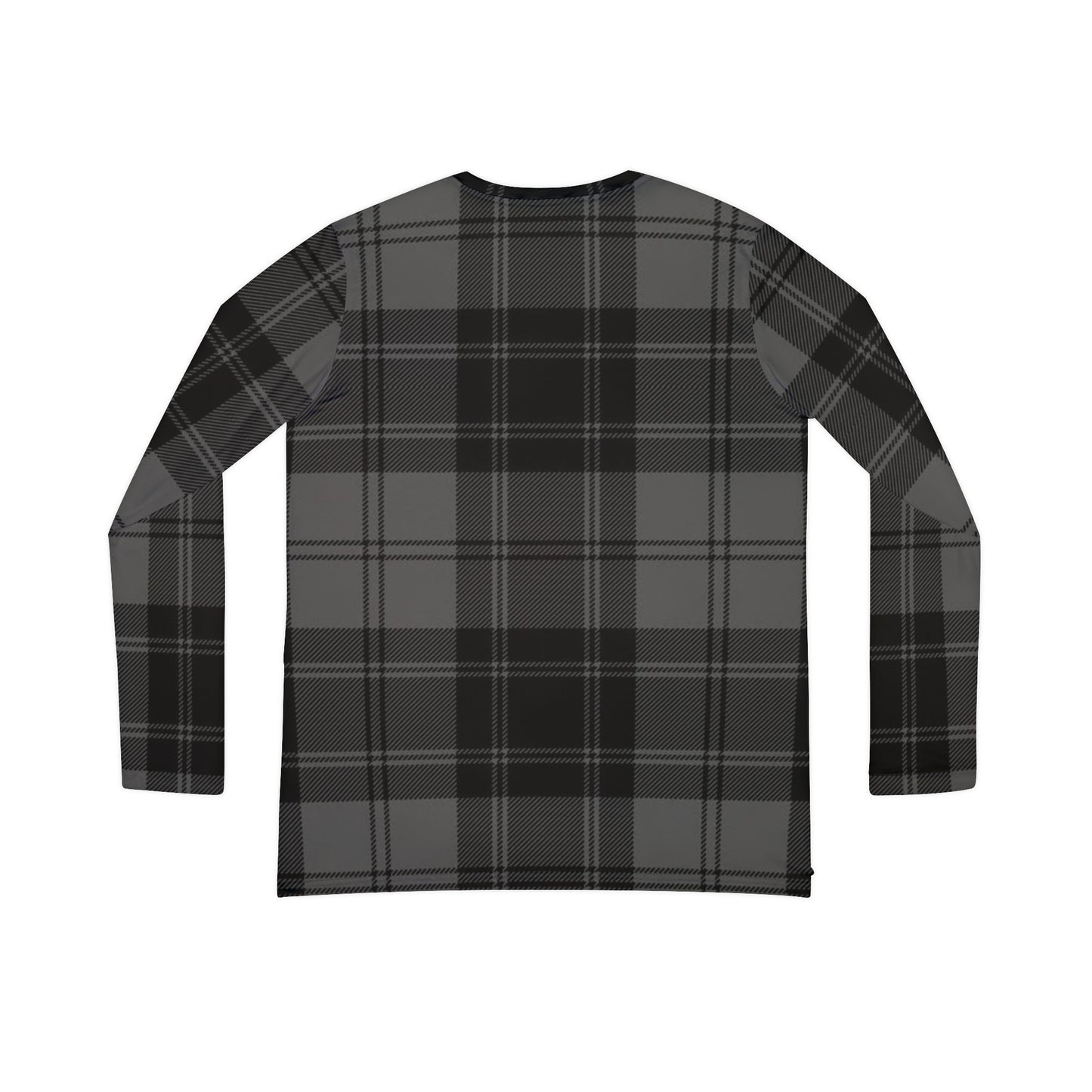 Women's V‑Neck Long Sleeve Shirt — Gray Plaid All‑Over Print