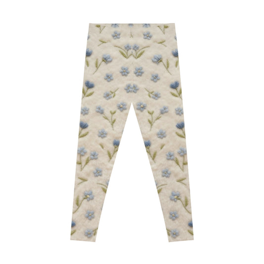 Floral Cottagecore Leggings — Light Blue Wildflower All-Over Print