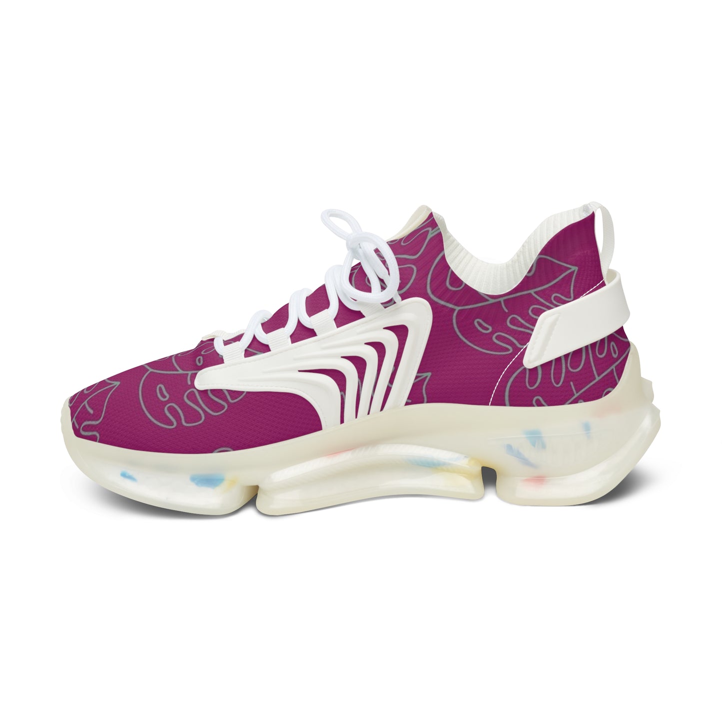 Women's Mesh Sneakers — Lightweight Breathable Running Shoes with Abstract Pink Pattern