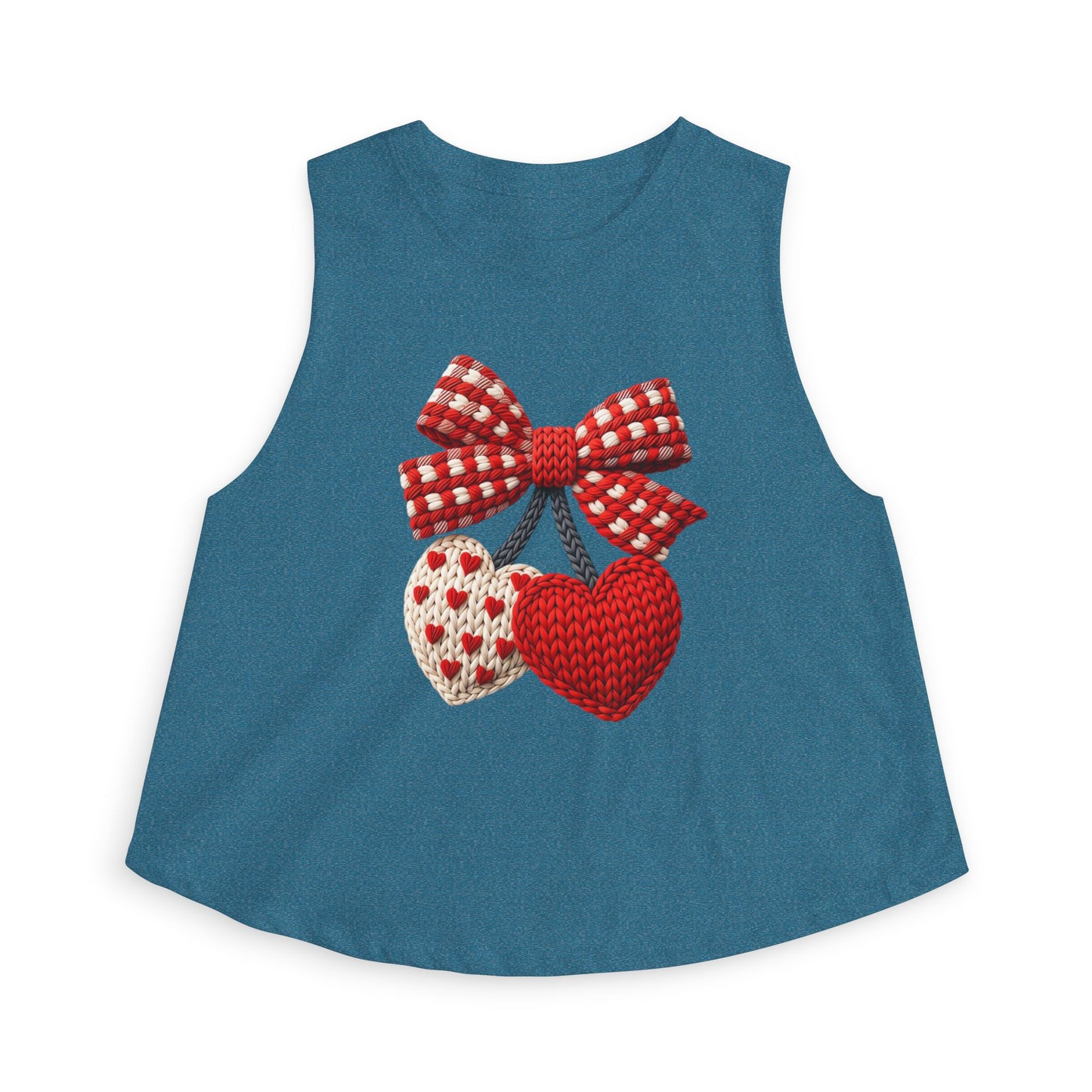 Crochet Heart Bow Crop Top — Cute Valentine's Knit Hearts Tank