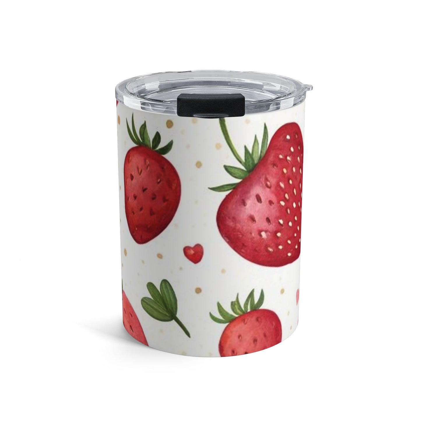 Strawberry Pattern 10oz Tumbler — Cute Fruit Travel Mug