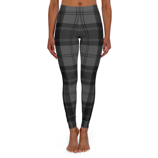 Gray Plaid Women's Leggings — Stretchy Spandex All-Over Print