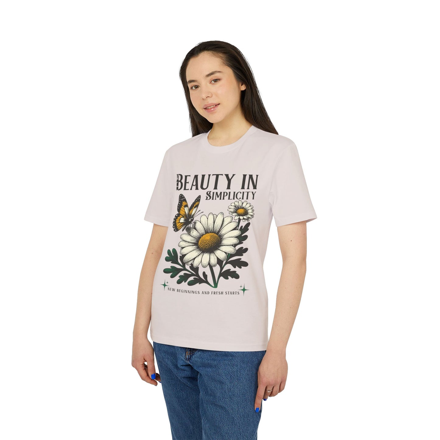 Daisy & Butterfly T-Shirt — "Beauty in Simplicity" Floral Graphic Tee