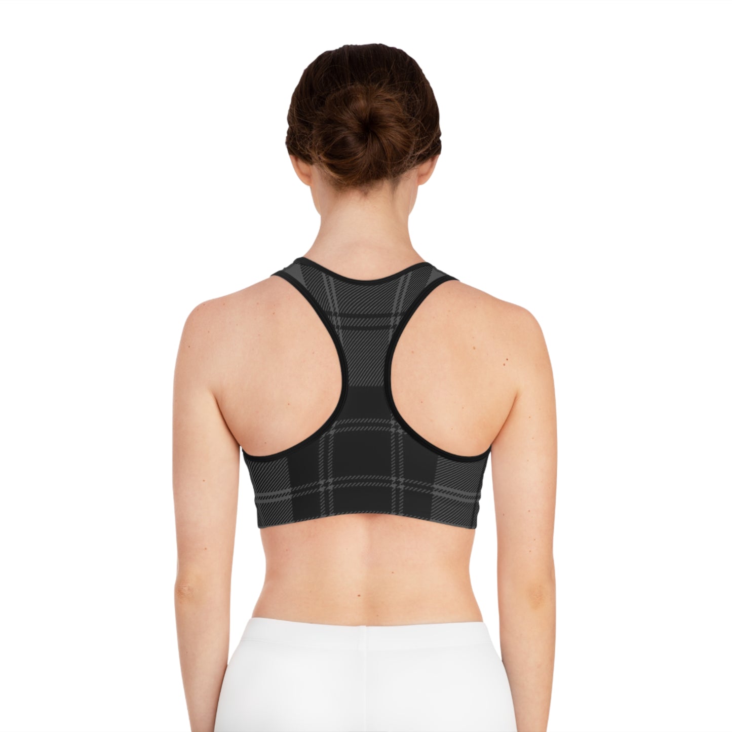 Black Plaid Sports Bra — Classic Tartan Activewear
