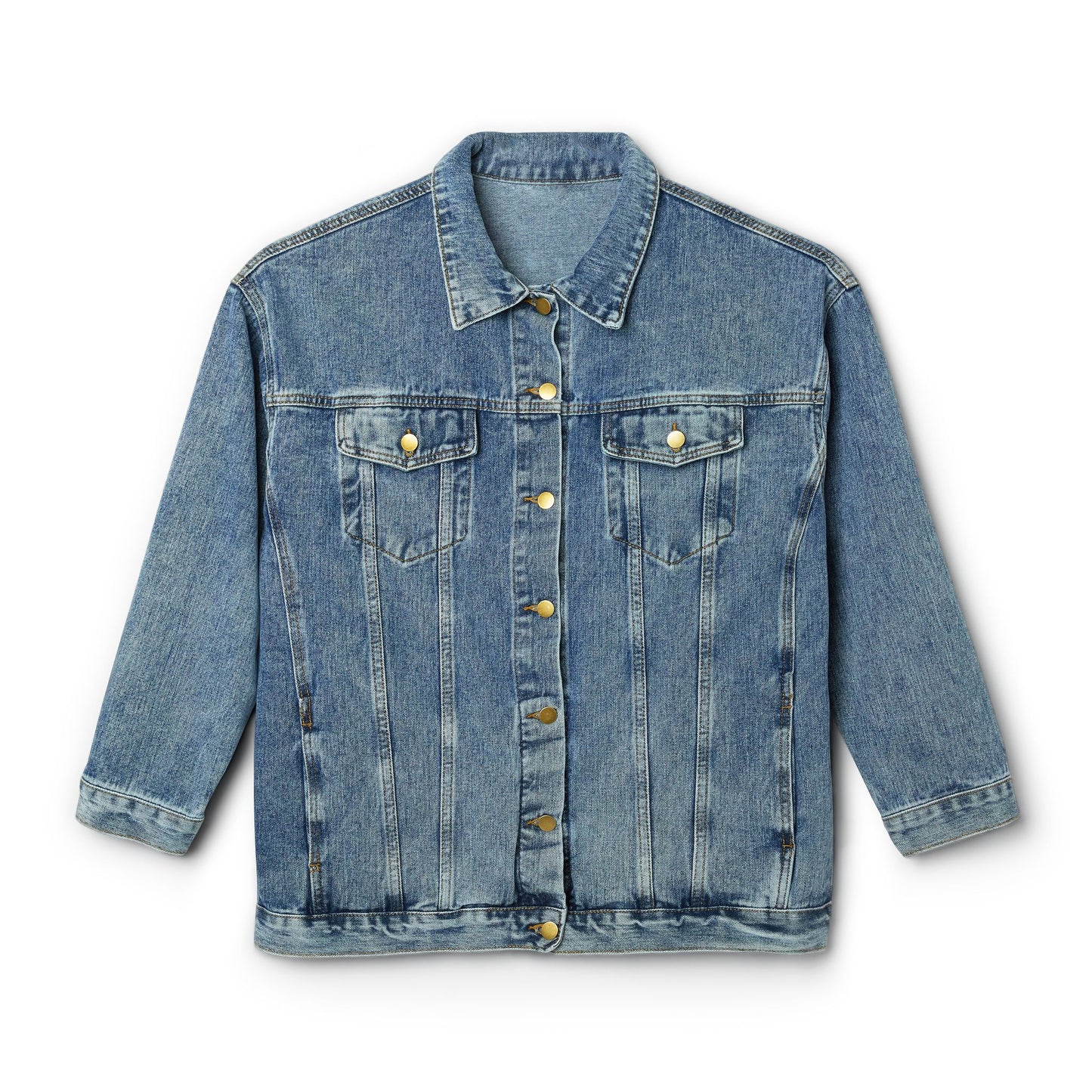 Denim Jacket — "Always Be Ready" Back Print, Women's Casual Vintage Jean Coat