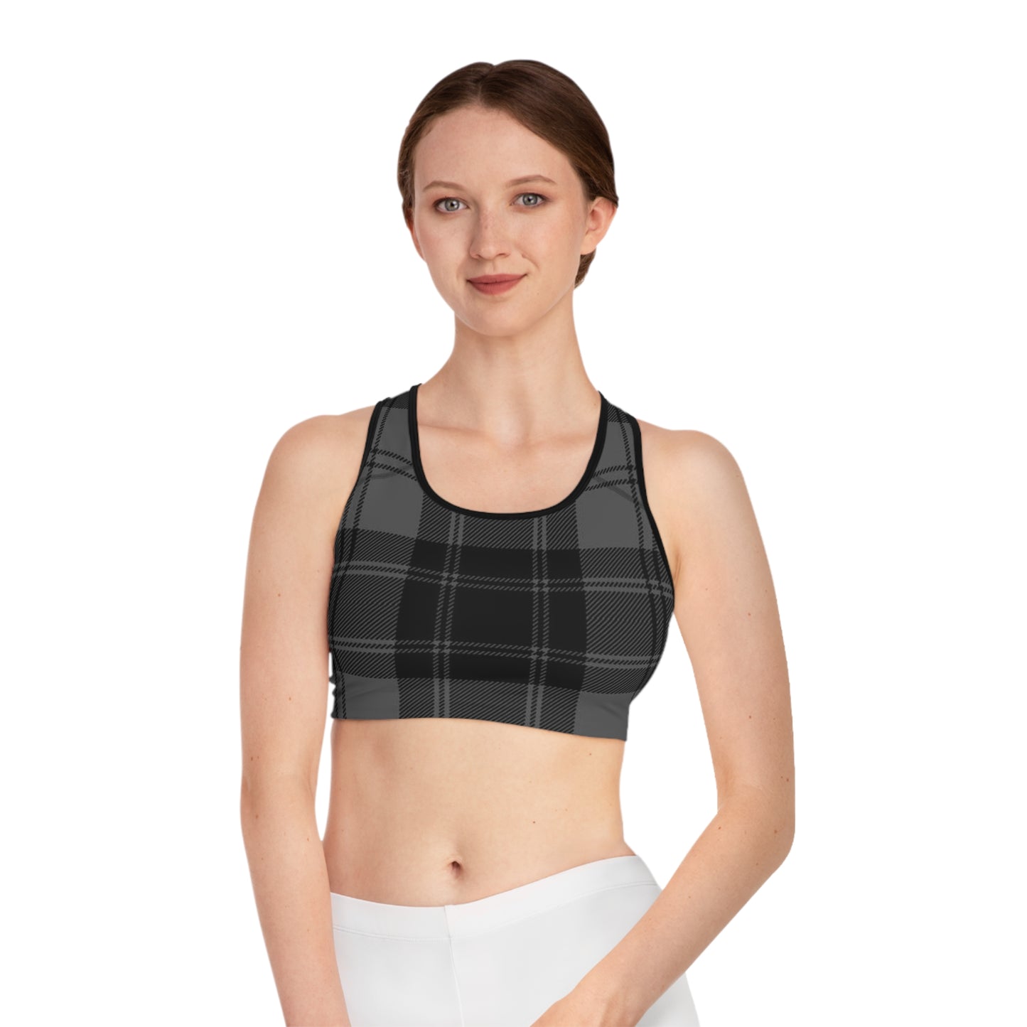 Black Plaid Sports Bra — Classic Tartan Activewear
