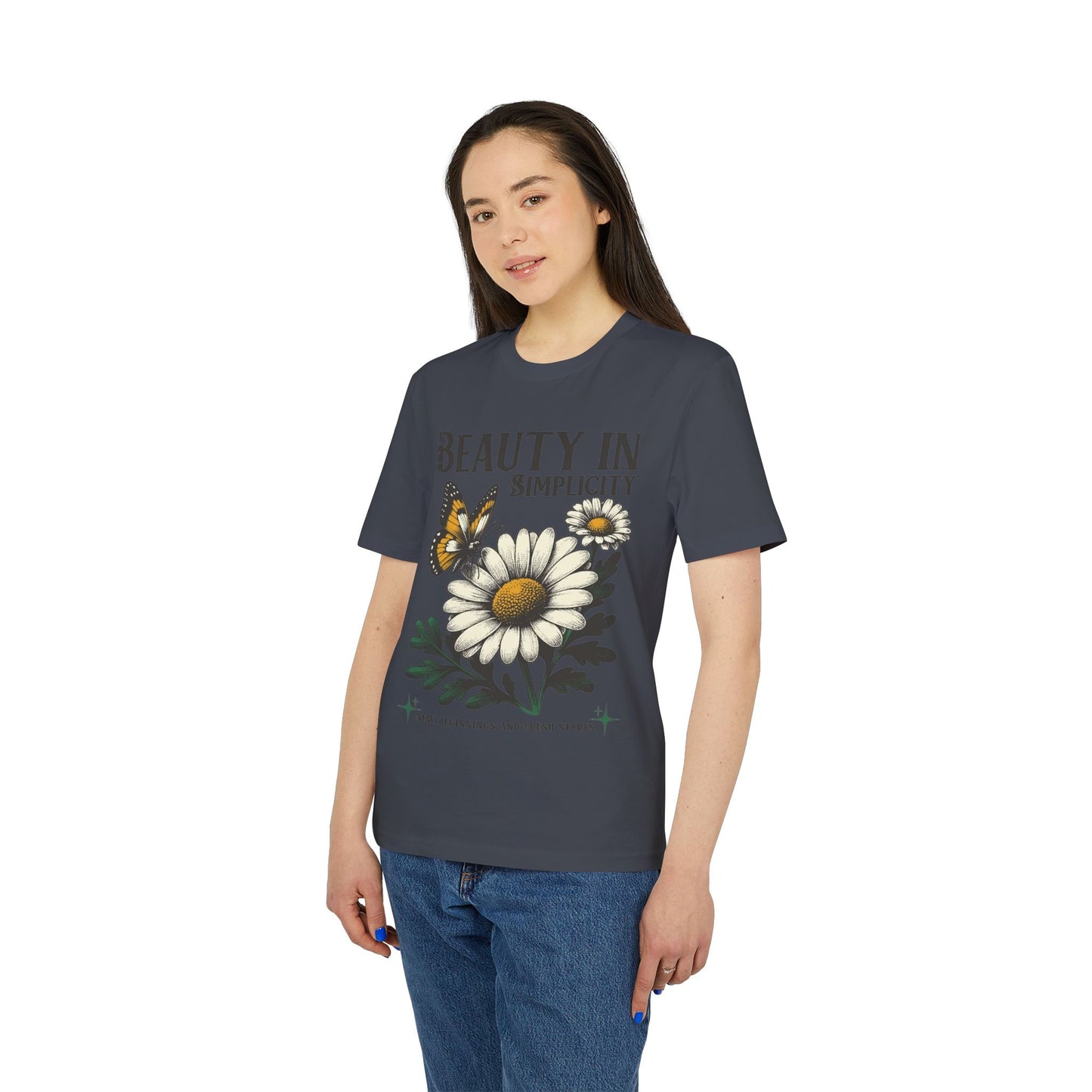 Daisy & Butterfly T-Shirt — "Beauty in Simplicity" Floral Graphic Tee