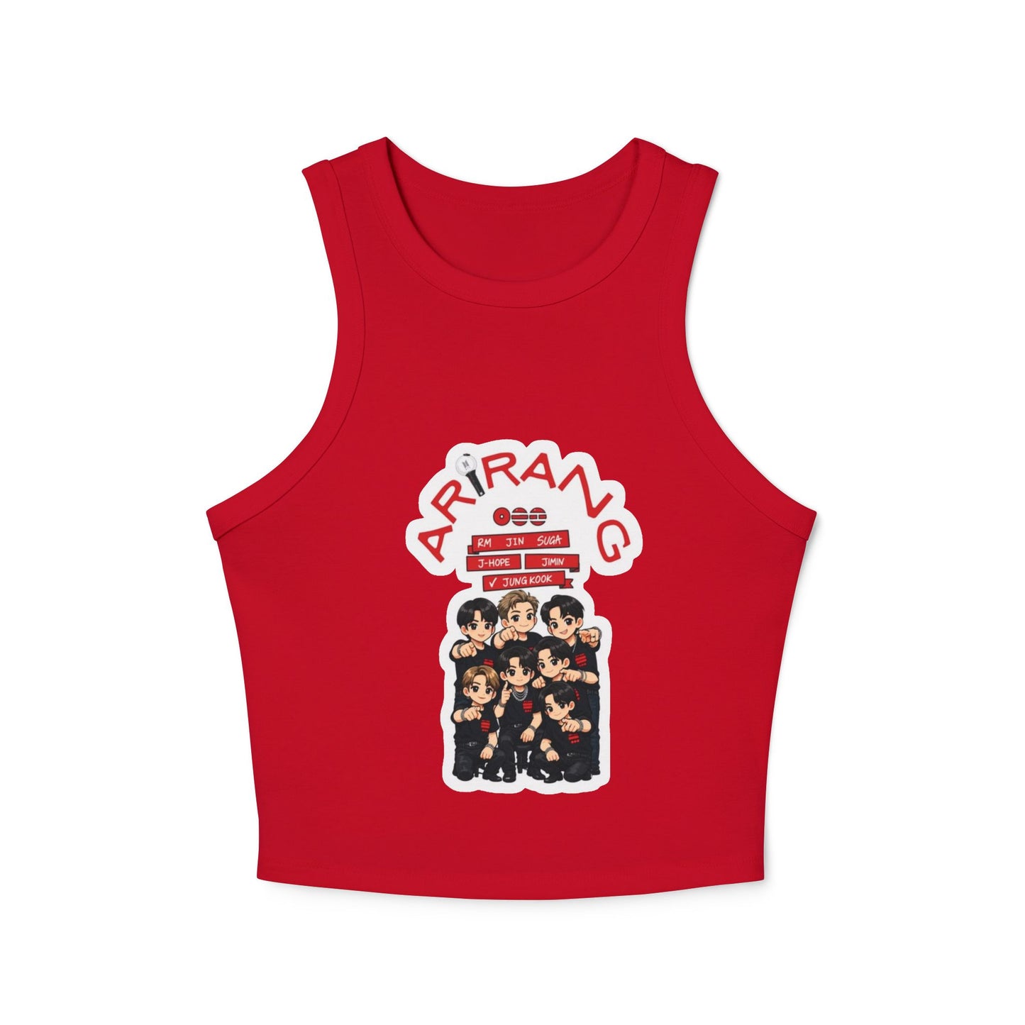 Arirang Graphic Racer Tank Top — K‑Pop Inspired Women's Crop Tank
