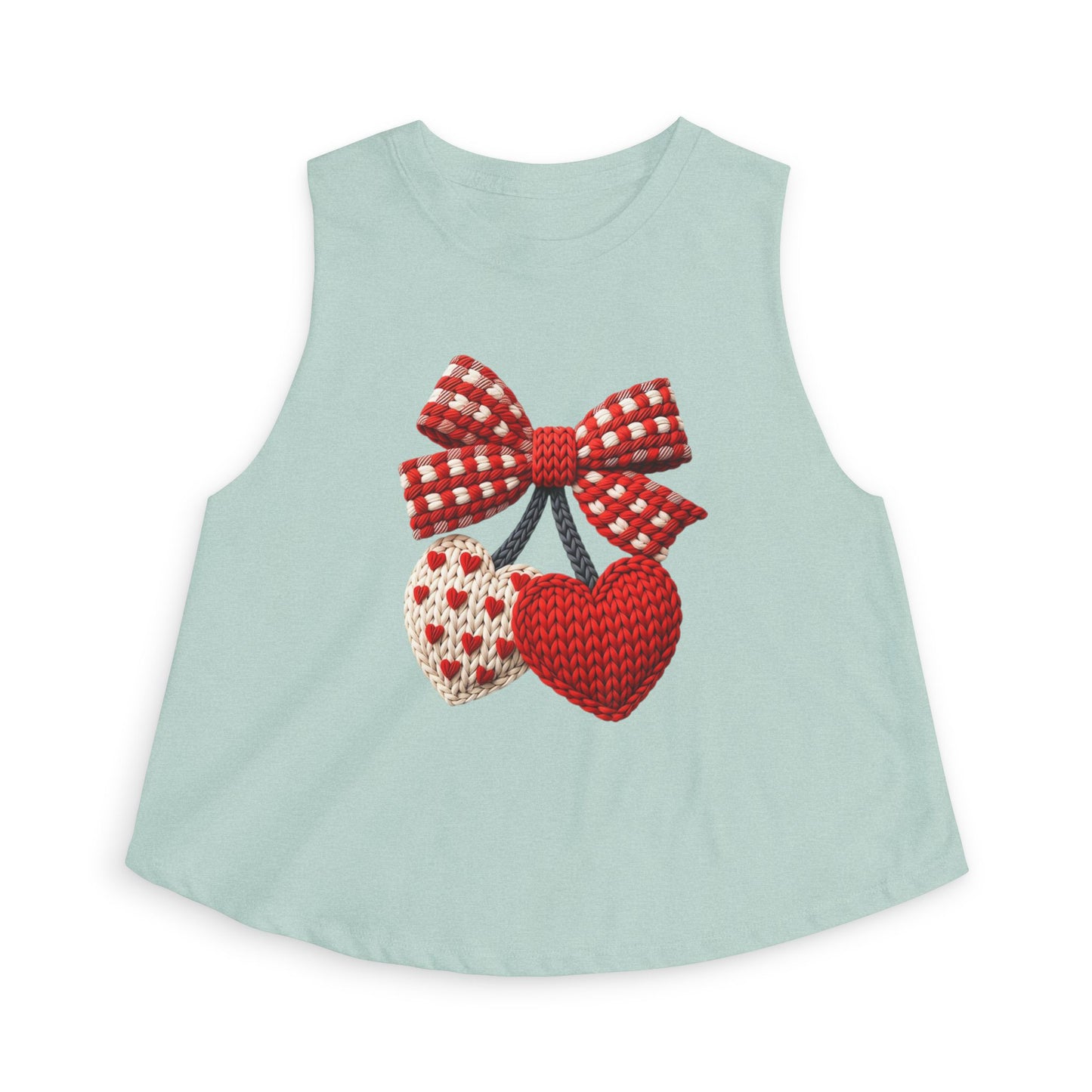Crochet Heart Bow Crop Top — Cute Valentine's Knit Hearts Tank