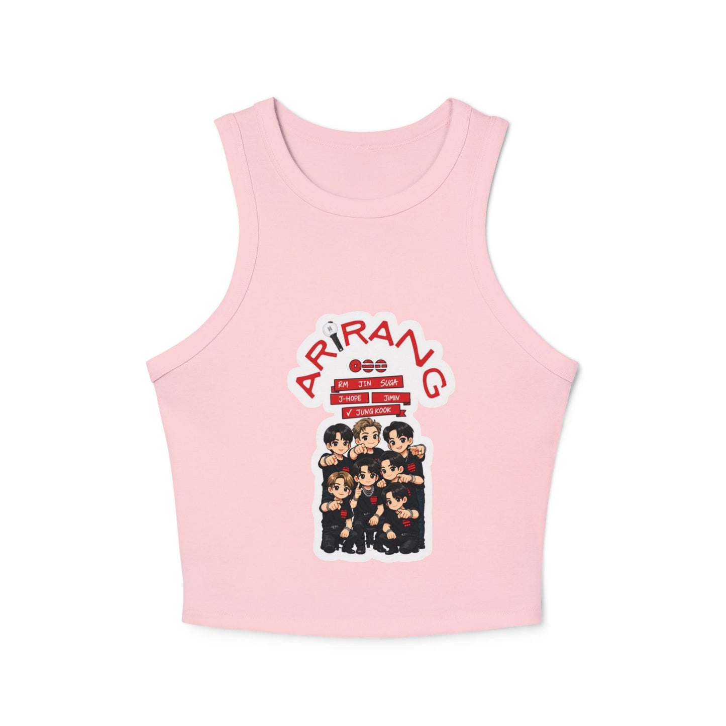 Arirang Graphic Racer Tank Top — K‑Pop Inspired Women's Crop Tank