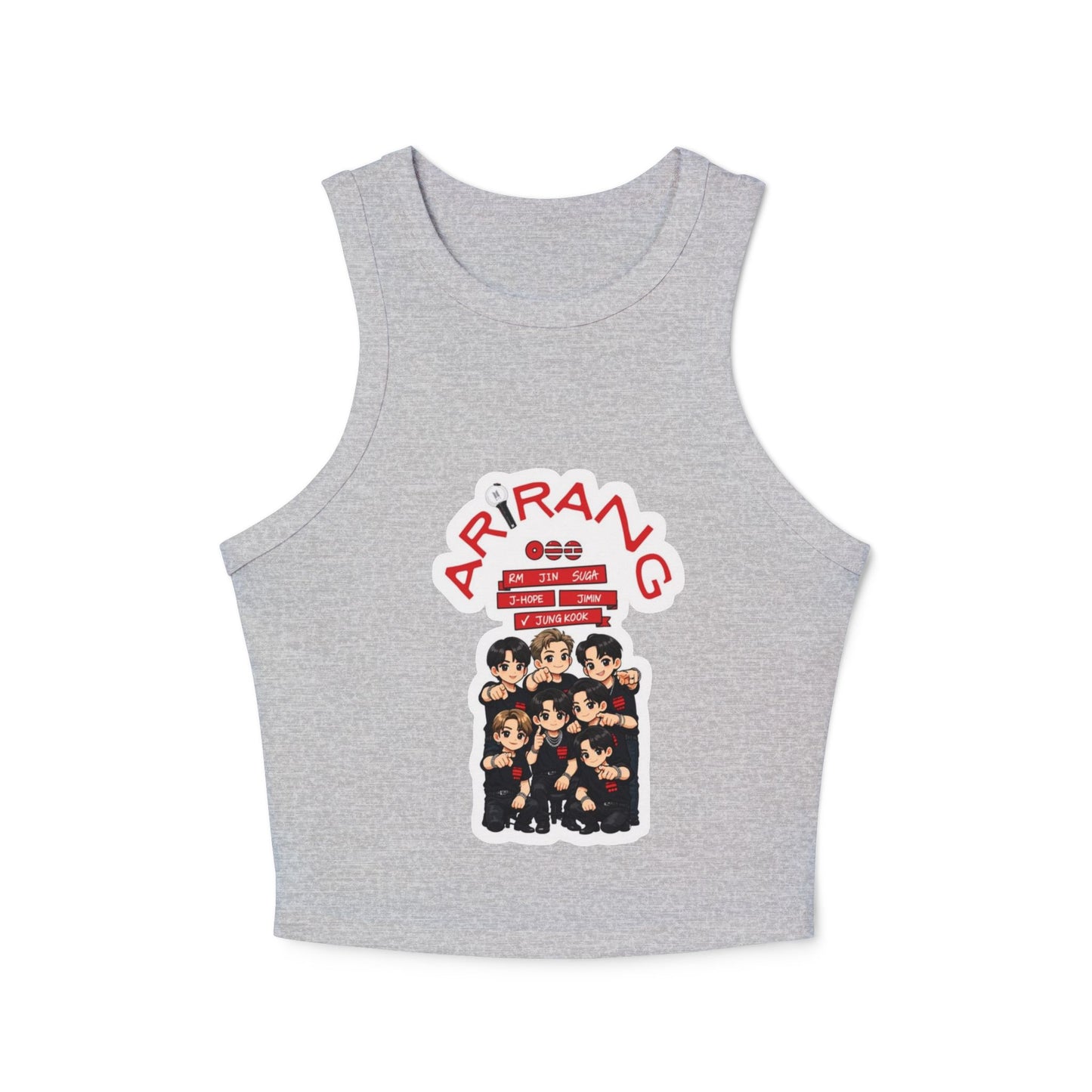 Arirang Graphic Racer Tank Top — K‑Pop Inspired Women's Crop Tank