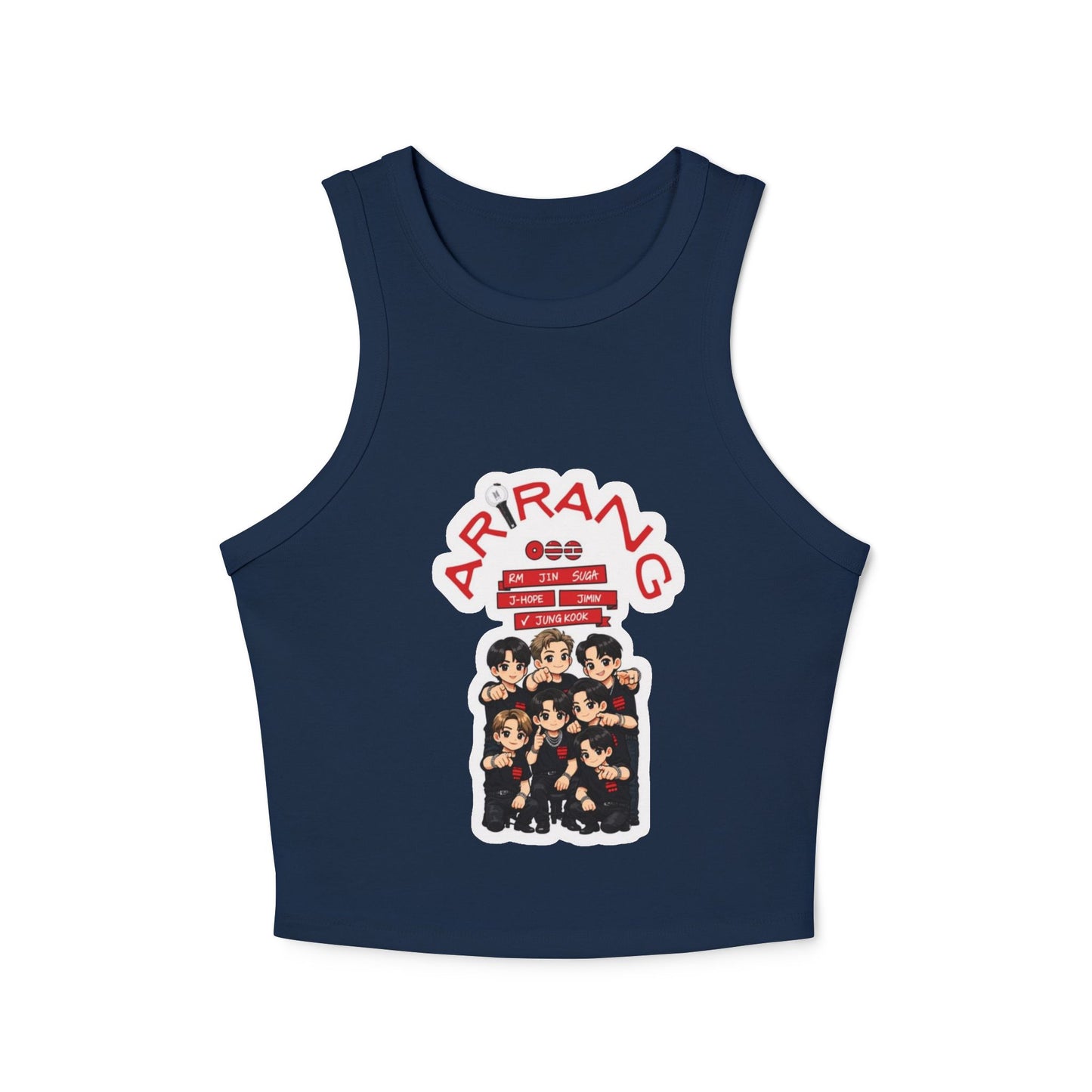 Arirang Graphic Racer Tank Top — K‑Pop Inspired Women's Crop Tank