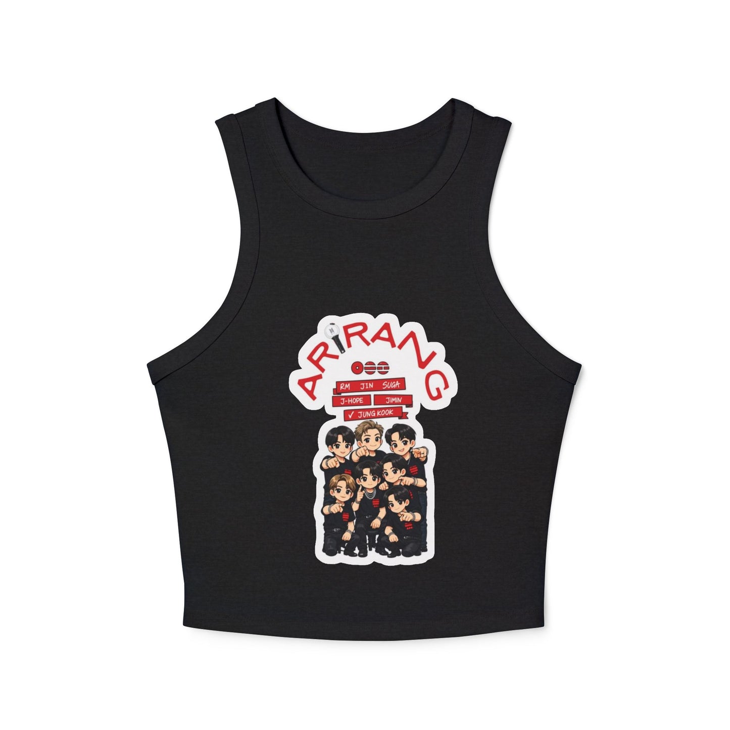 Arirang Graphic Racer Tank Top — K‑Pop Inspired Women's Crop Tank