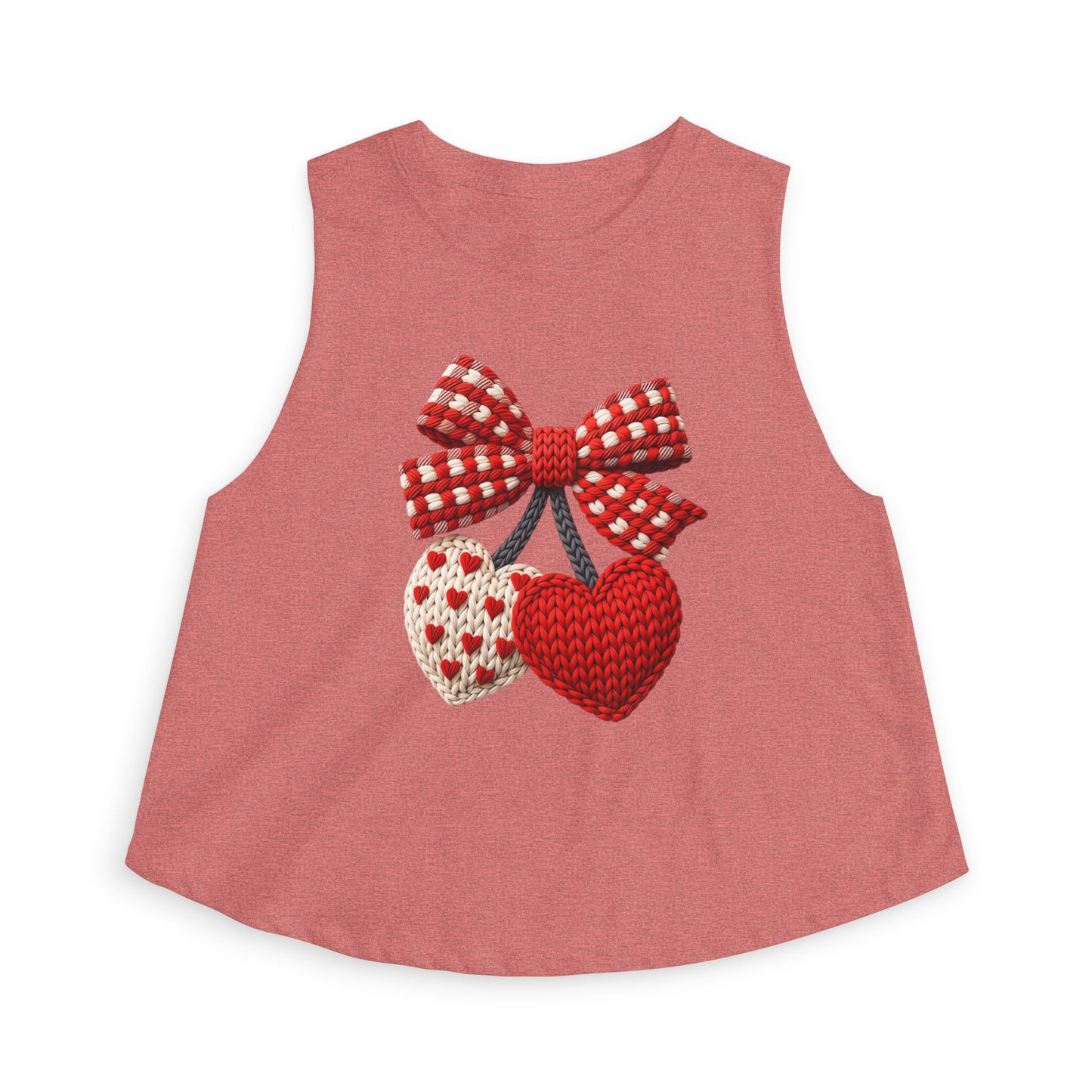 Crochet Heart Bow Crop Top — Cute Valentine's Knit Hearts Tank
