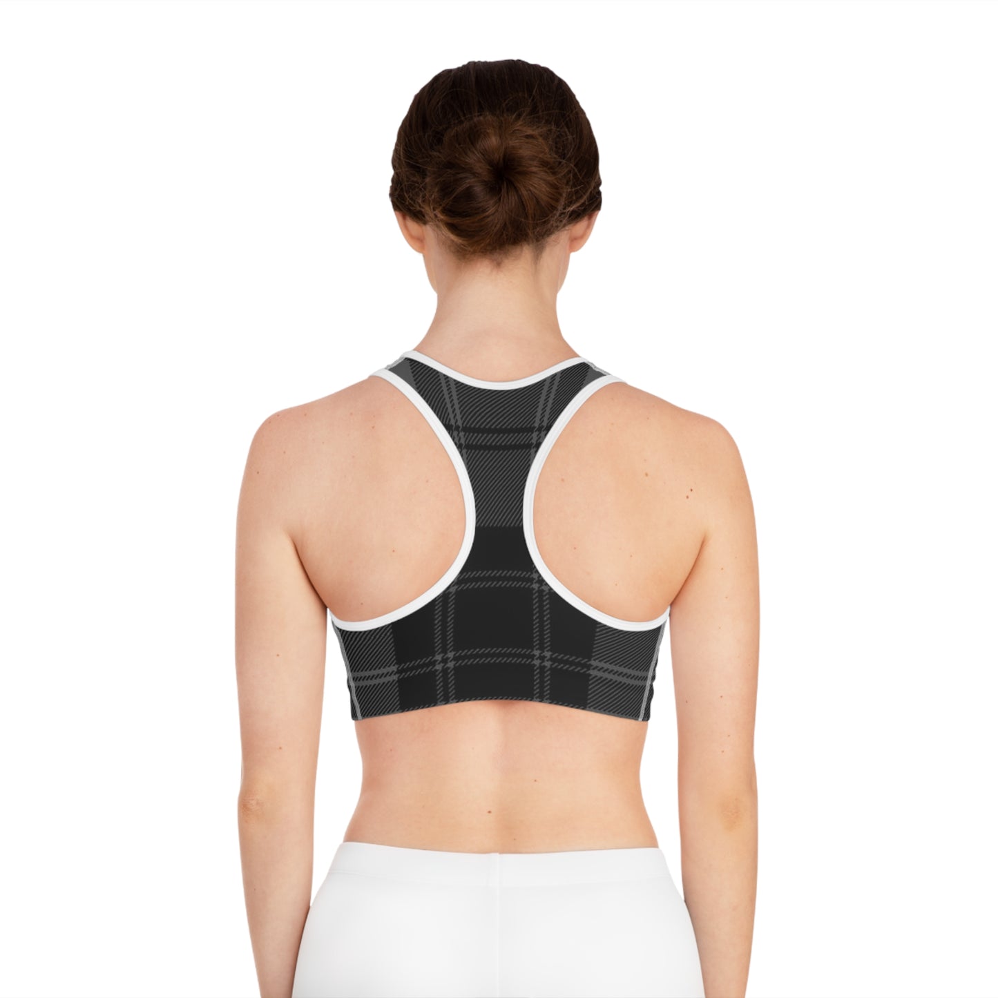 Black Plaid Sports Bra — Classic Tartan Activewear