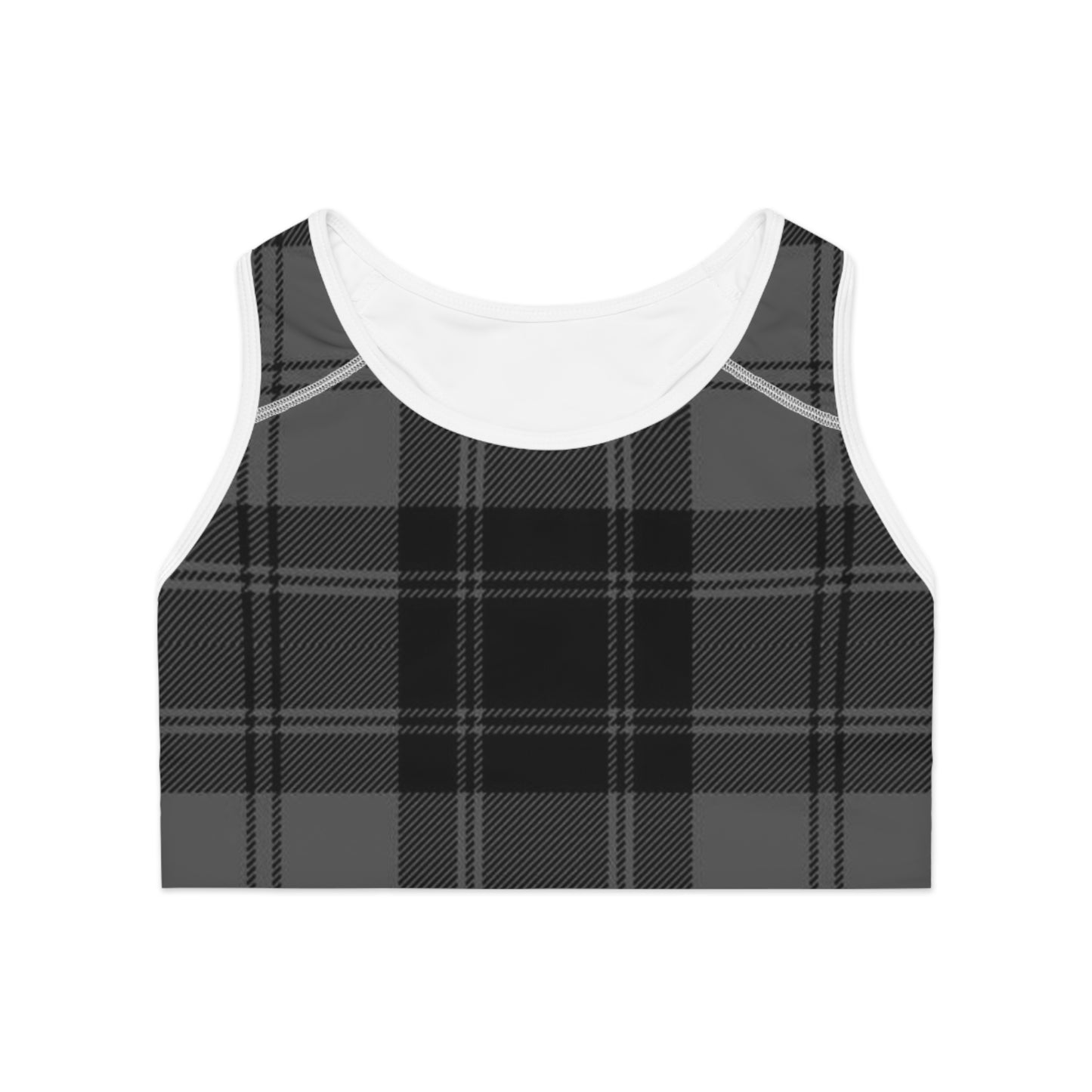 Black Plaid Sports Bra — Classic Tartan Activewear