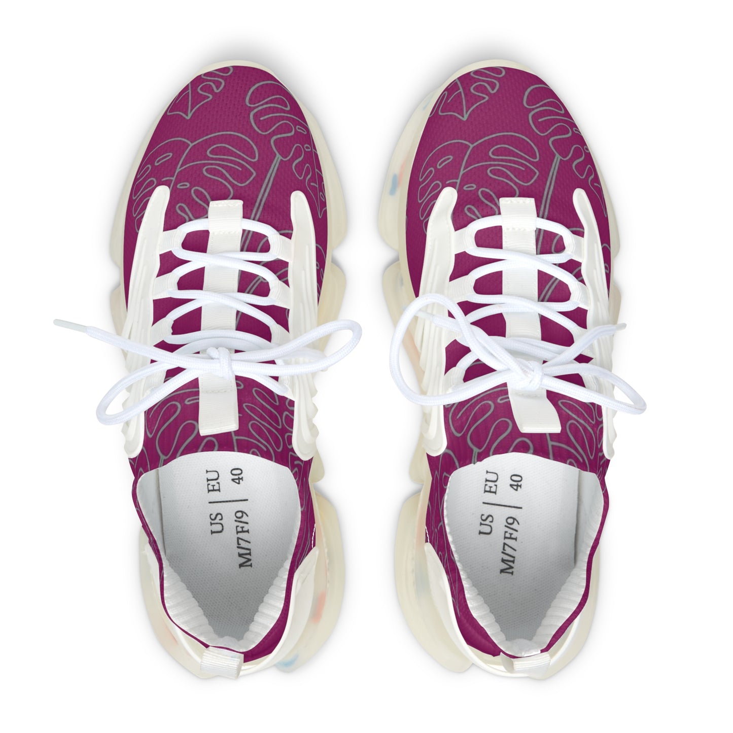 Women's Mesh Sneakers — Lightweight Breathable Running Shoes with Abstract Pink Pattern