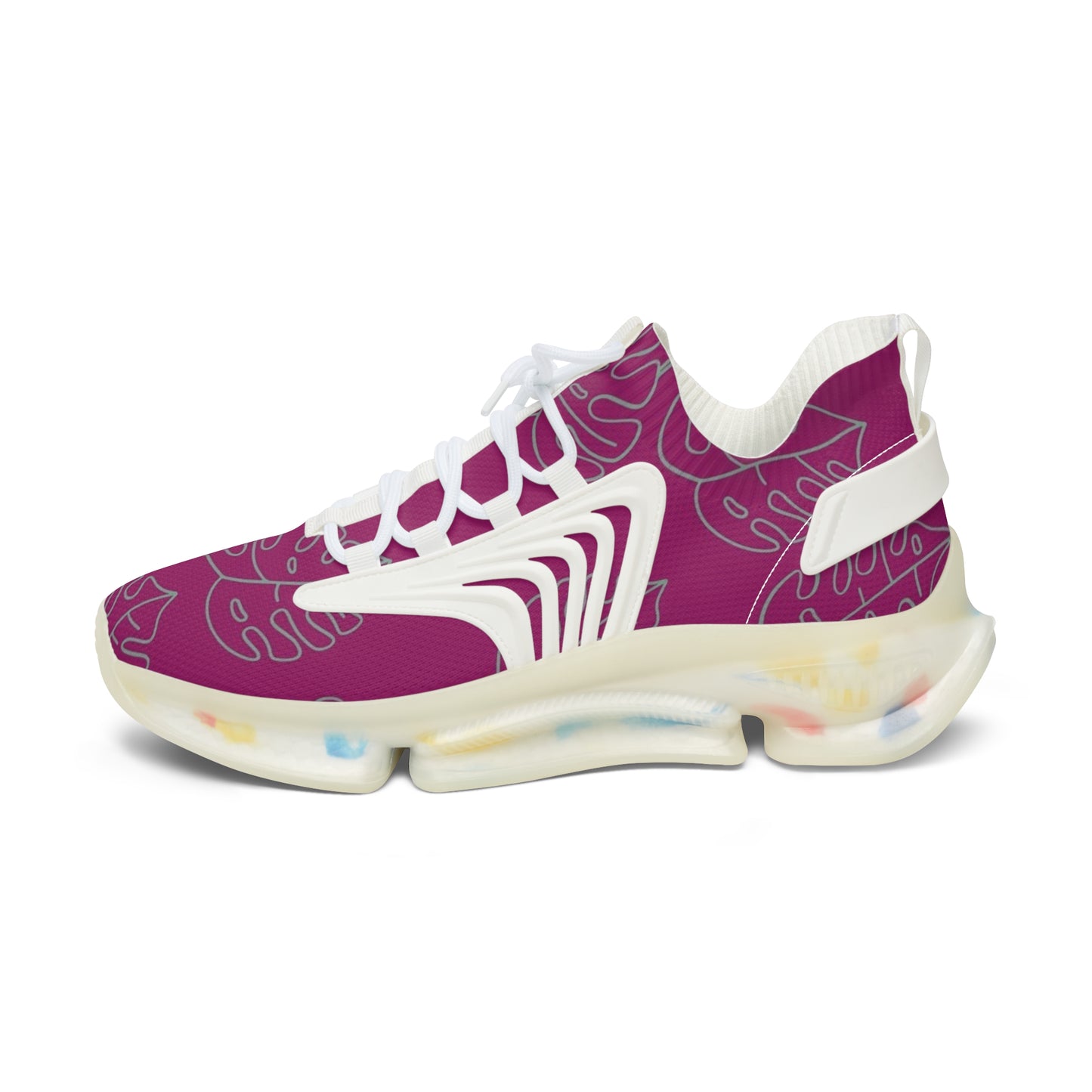 Women's Mesh Sneakers — Lightweight Breathable Running Shoes with Abstract Pink Pattern