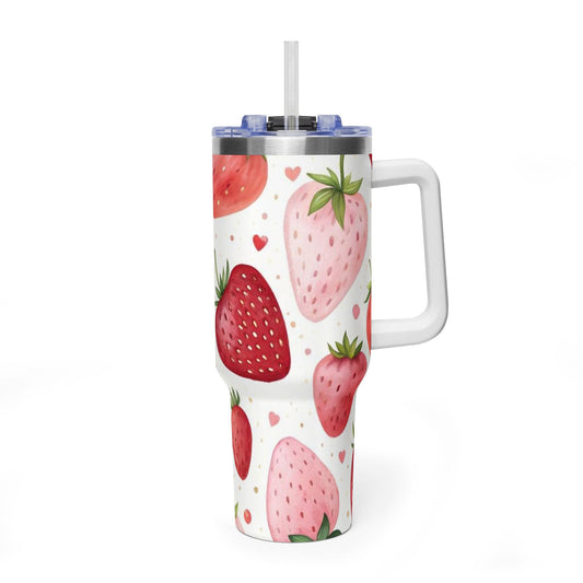 Strawberry Pattern Vacuum Tumbler