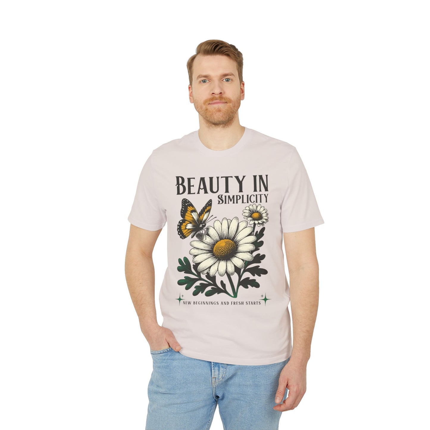 Daisy & Butterfly T-Shirt — "Beauty in Simplicity" Floral Graphic Tee