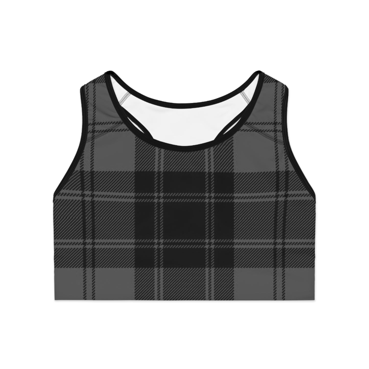 Black Plaid Sports Bra — Classic Tartan Activewear