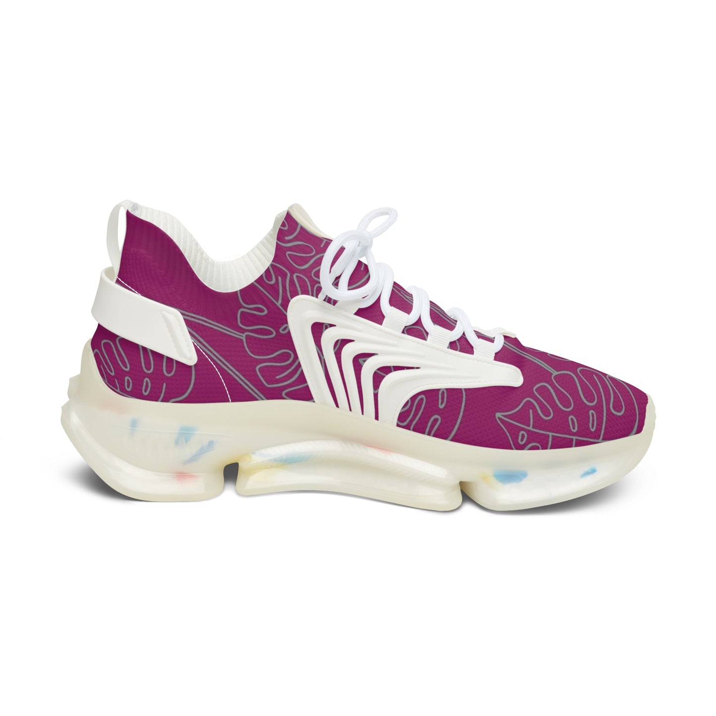 Women's Mesh Sneakers — Lightweight Breathable Running Shoes with Abstract Pink Pattern