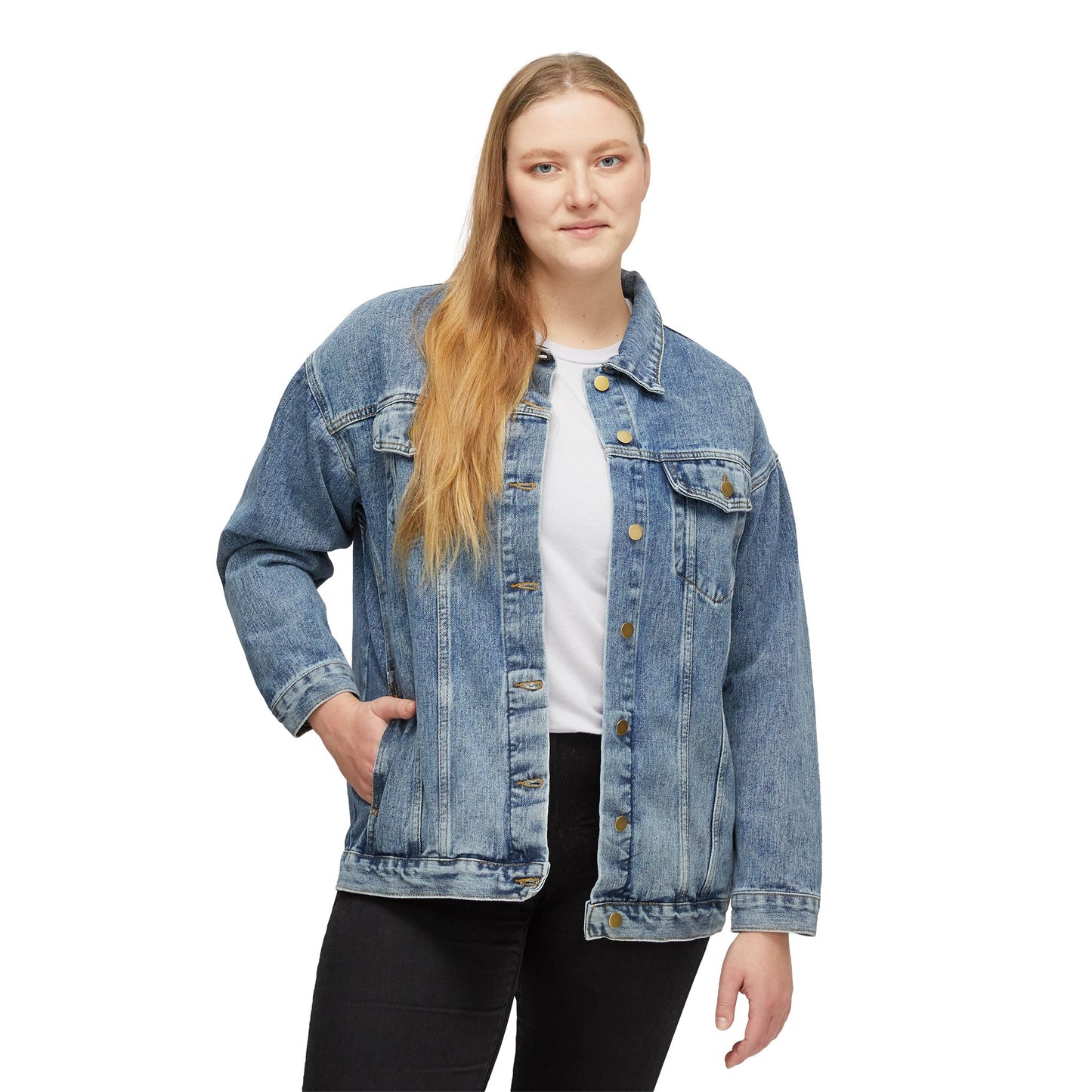 Denim Jacket — "Always Be Ready" Back Print, Women's Casual Vintage Jean Coat