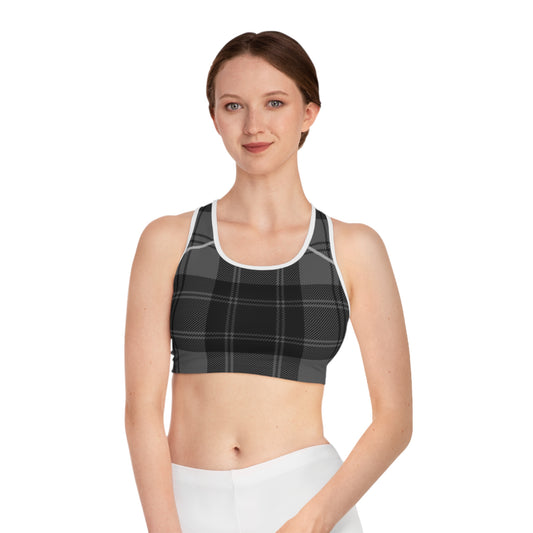 Black Plaid Sports Bra — Classic Tartan Activewear