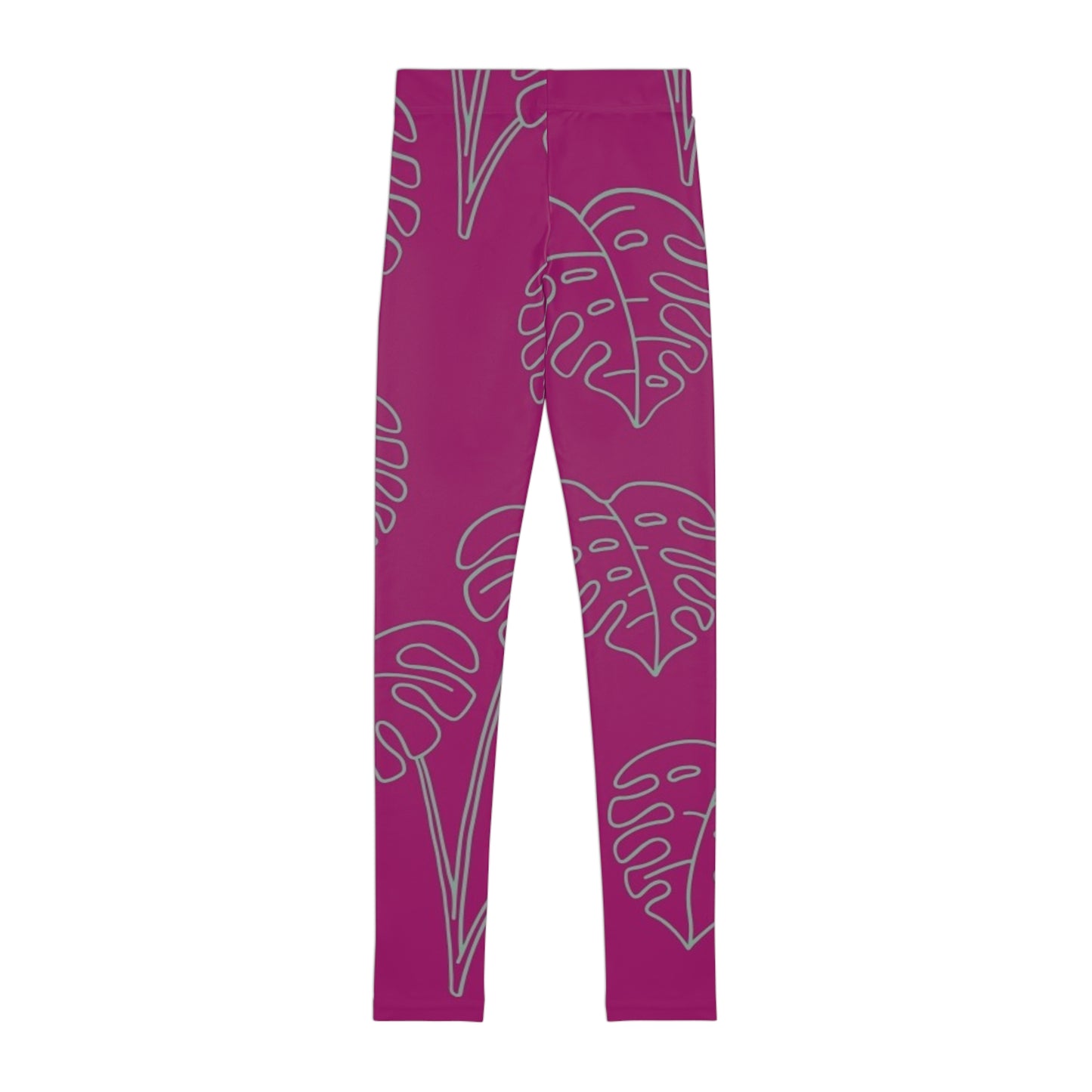 Kids Pink Monstera Leaf All-Over Print Leggings